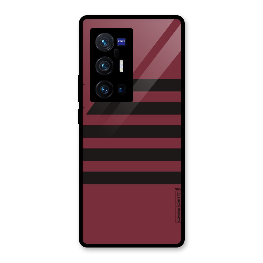 Maroon Star Striped Glass Back Case for Vivo X70 Pro Plus