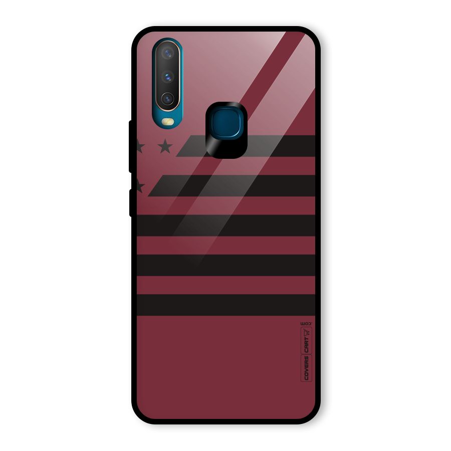 Maroon Star Striped Glass Back Case for Vivo Y12