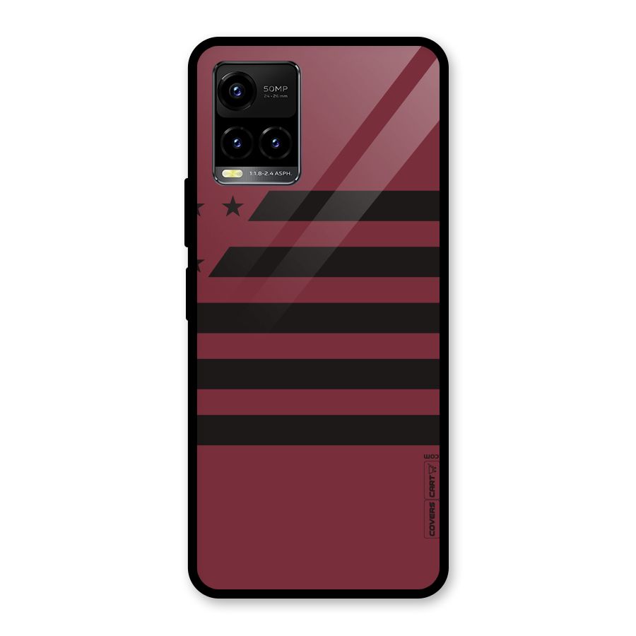 Maroon Star Striped Glass Back Case for Vivo Y21T