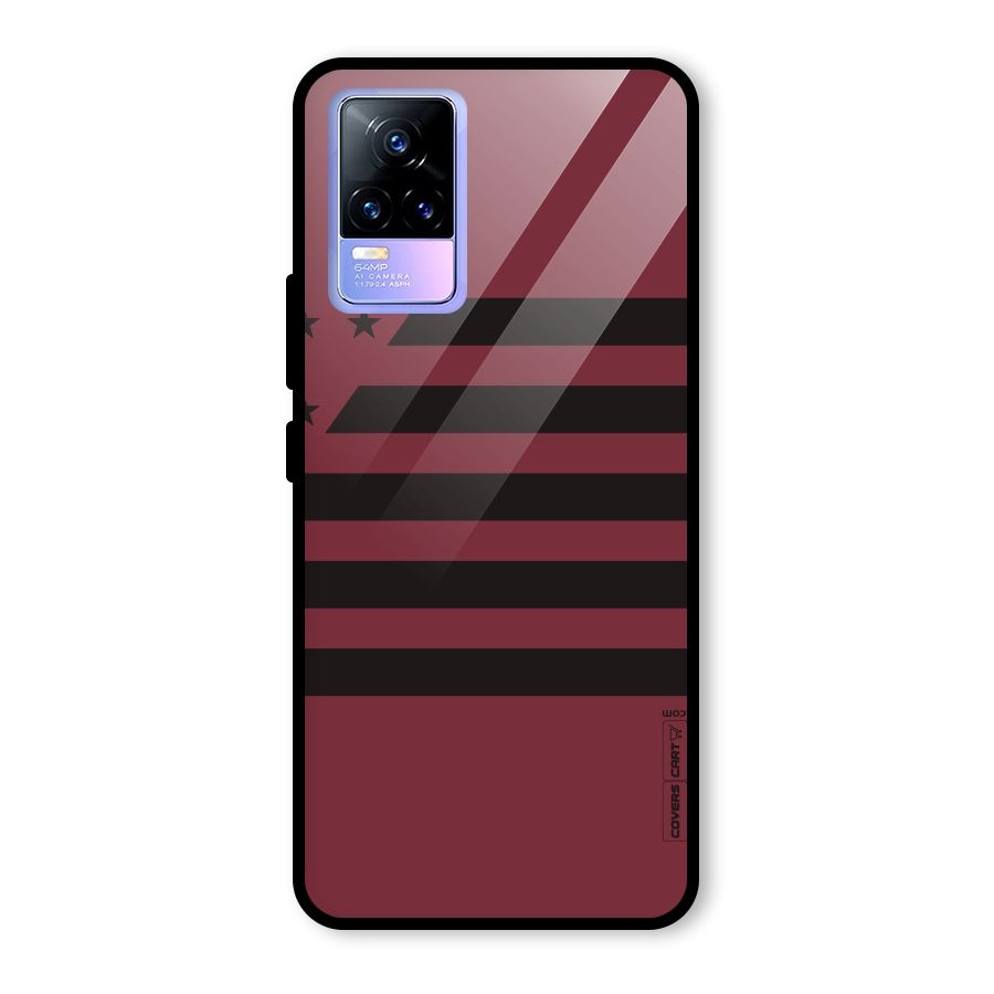 Maroon Star Striped Glass Back Case for Vivo Y73