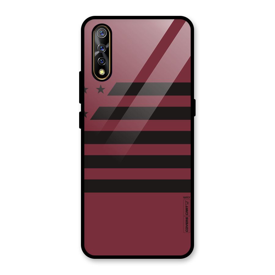 Maroon Star Striped Glass Back Case for Vivo Z1x