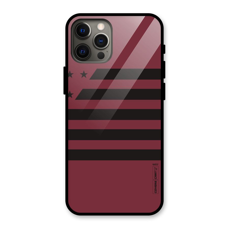 Maroon Star Striped Glass Back Case for iPhone 12 Pro Max