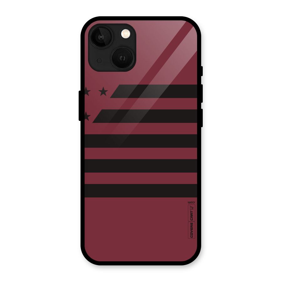 Maroon Star Striped Glass Back Case for iPhone 13