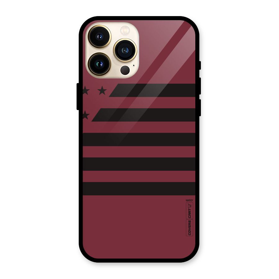 Maroon Star Striped Glass Back Case for iPhone 13 Pro Max