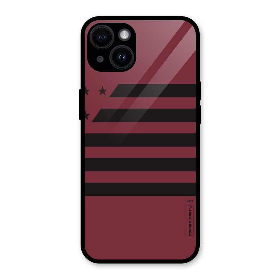 Maroon Star Striped Glass Back Case for iPhone 14