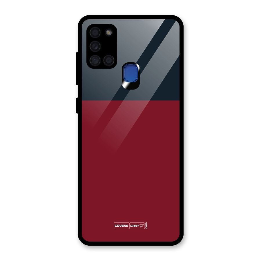 Maroon and Navy Blue Glass Back Case for Galaxy A21s