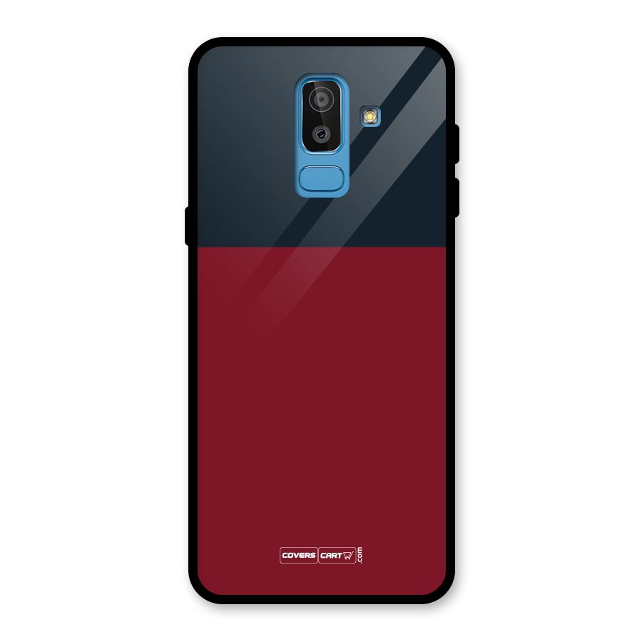Maroon and Navy Blue Glass Back Case for Galaxy J8