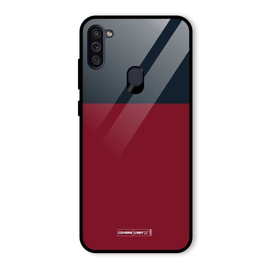 Maroon and Navy Blue Glass Back Case for Galaxy M11