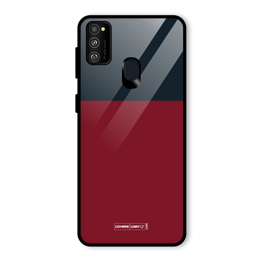 Maroon and Navy Blue Glass Back Case for Galaxy M21