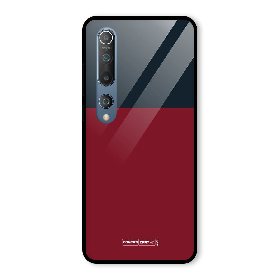 Maroon and Navy Blue Glass Back Case for Mi 10