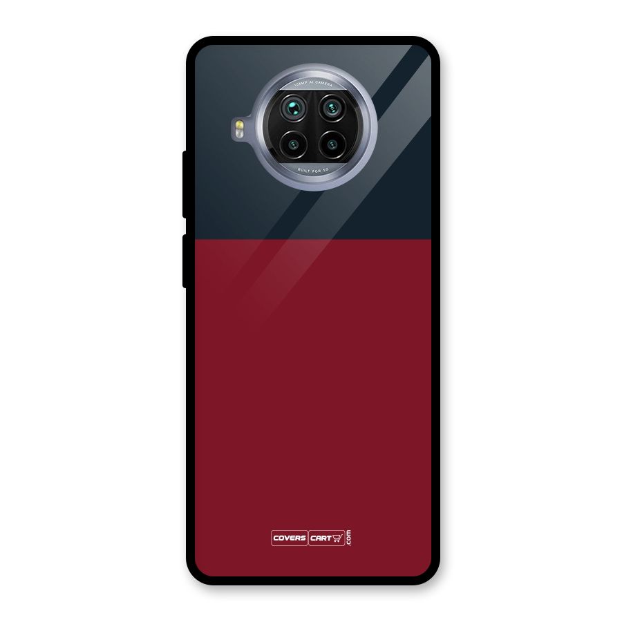 Maroon and Navy Blue Glass Back Case for Mi 10i