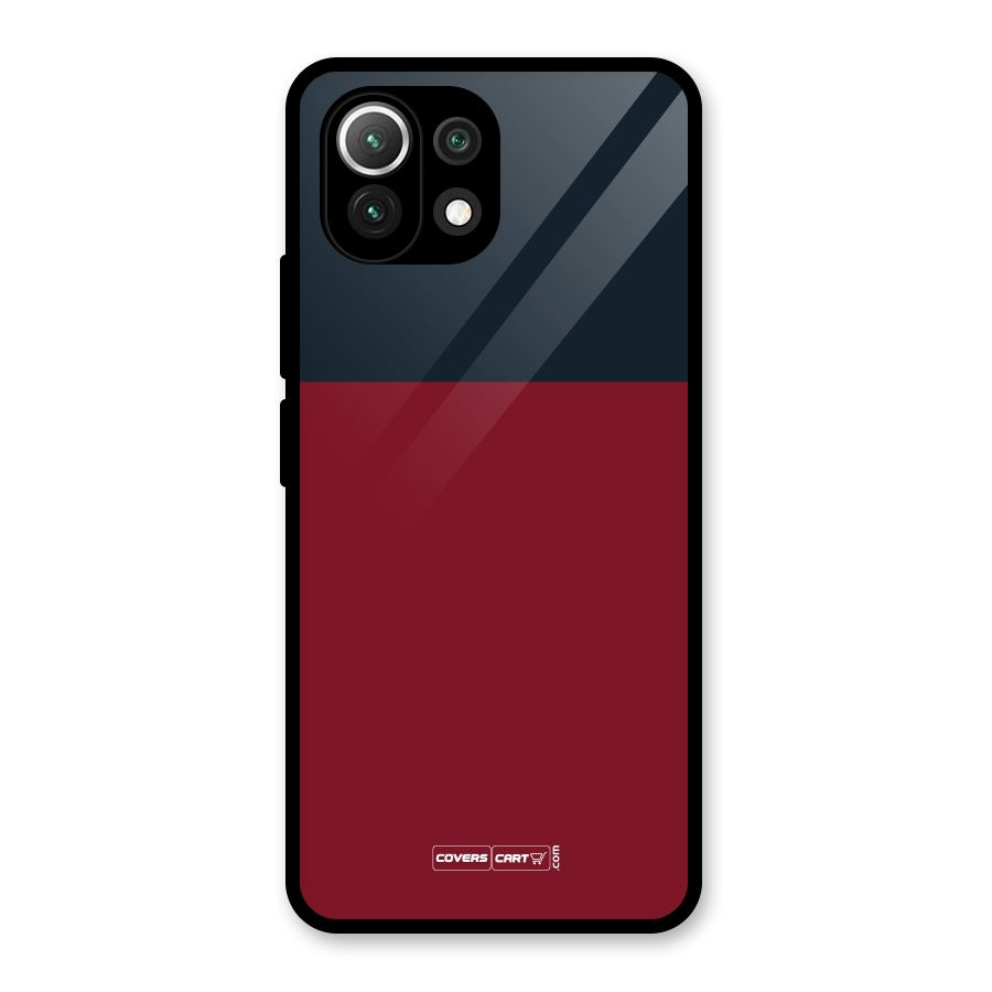 Maroon and Navy Blue Glass Back Case for Mi 11 Lite NE 5G