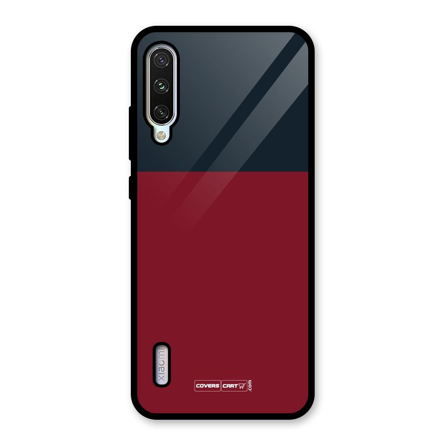 Maroon and Navy Blue Glass Back Case for Mi A3