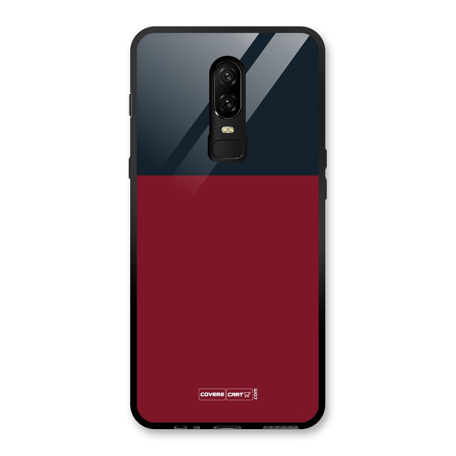 Maroon and Navy Blue Glass Back Case for OnePlus 6