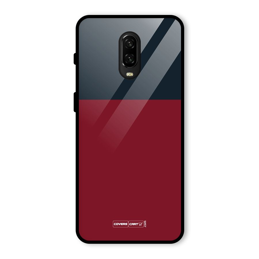 Maroon and Navy Blue Glass Back Case for OnePlus 6T