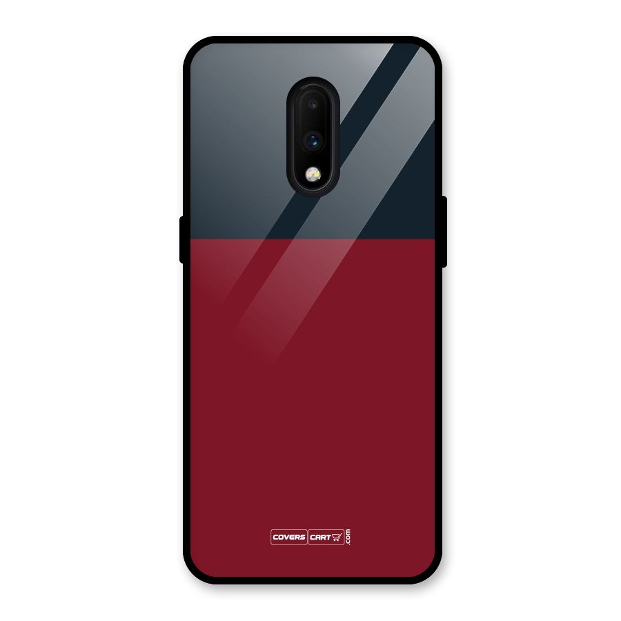 Maroon and Navy Blue Glass Back Case for OnePlus 7