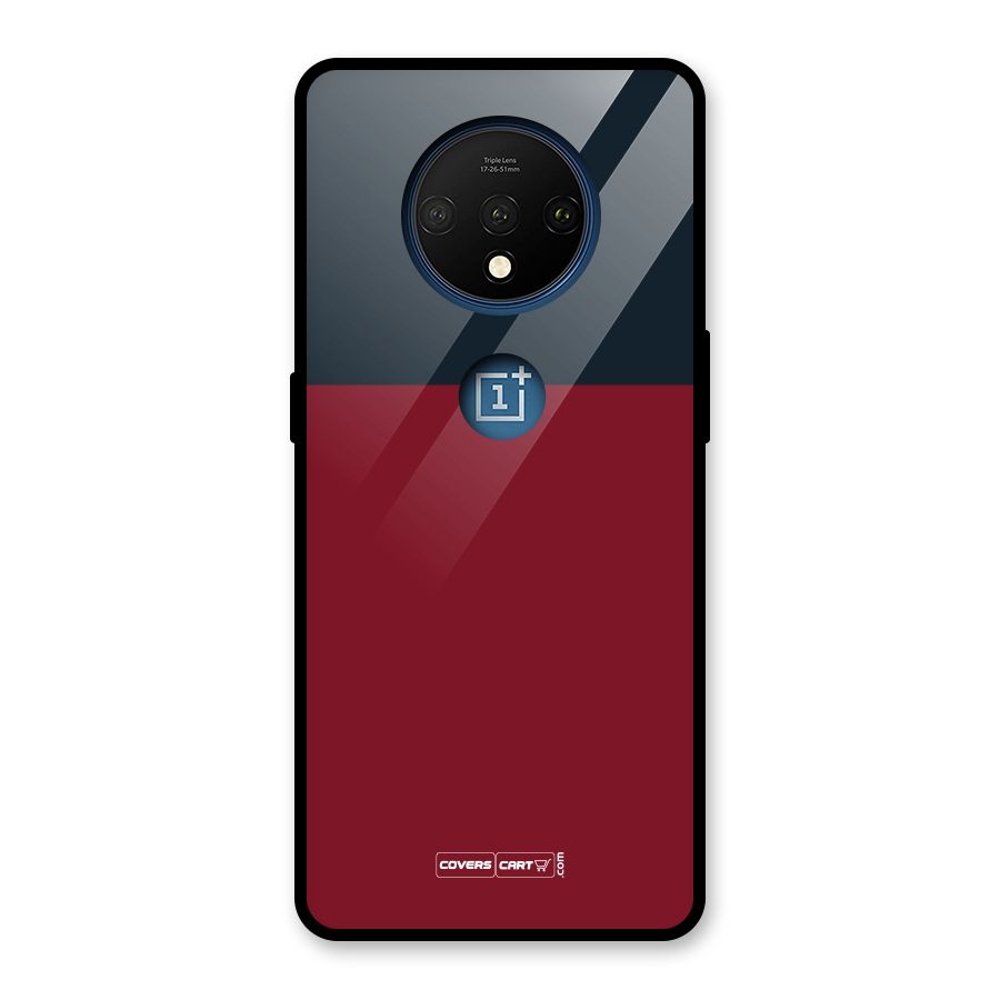 Maroon and Navy Blue Glass Back Case for OnePlus 7T