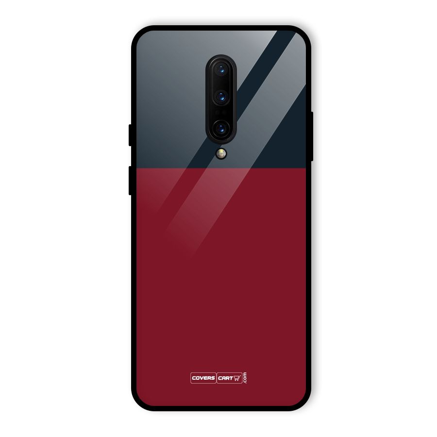 Maroon and Navy Blue Glass Back Case for OnePlus 7 Pro