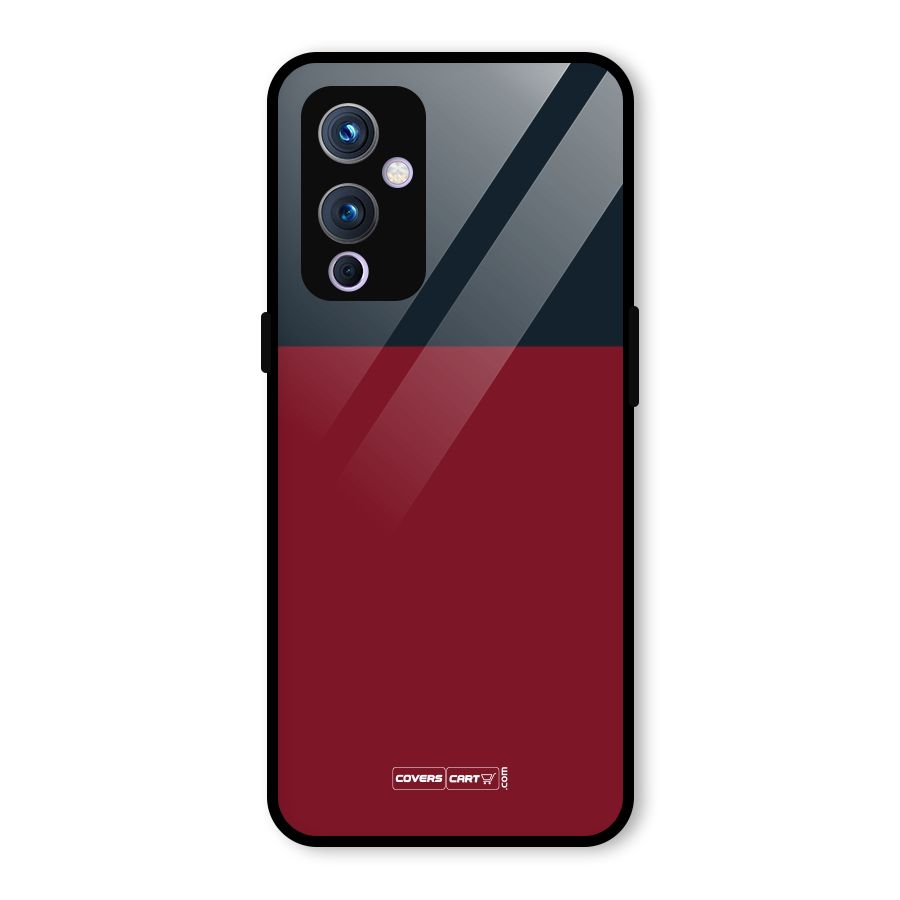 Maroon and Navy Blue Glass Back Case for OnePlus 9
