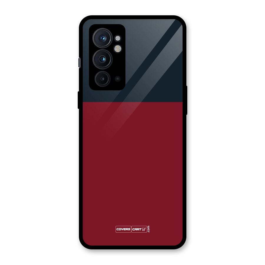 Maroon and Navy Blue Glass Back Case for OnePlus 9RT 5G