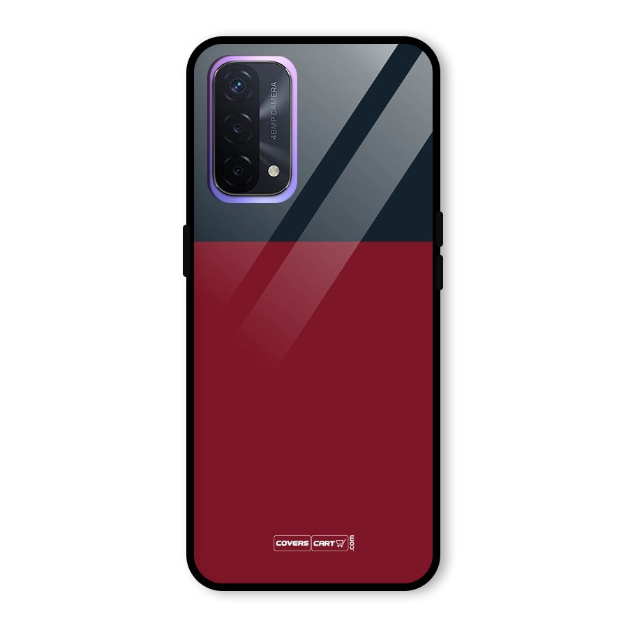 Maroon and Navy Blue Glass Back Case for Oppo A74 5G