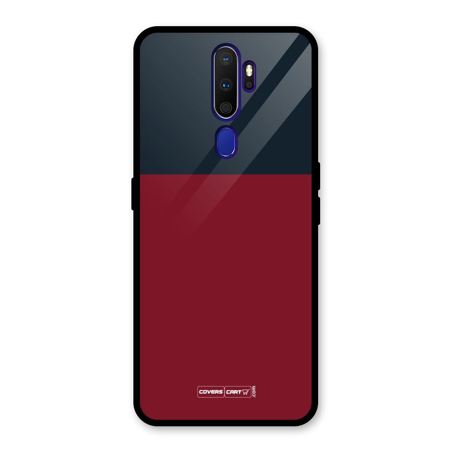 Maroon and Navy Blue Glass Back Case for Oppo A9 (2020)