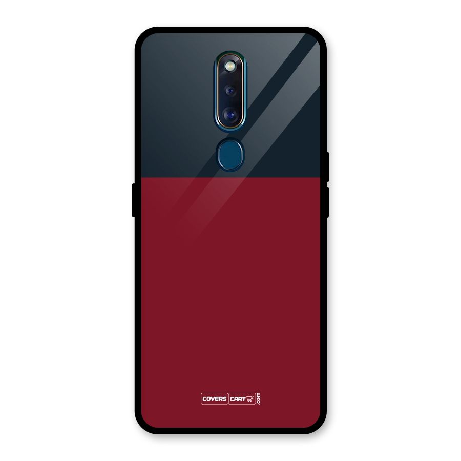 Maroon and Navy Blue Glass Back Case for Oppo F11 Pro
