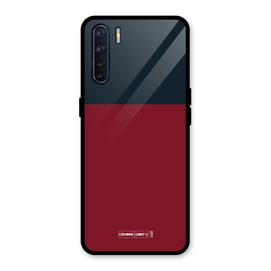 Maroon and Navy Blue Glass Back Case for Oppo F15