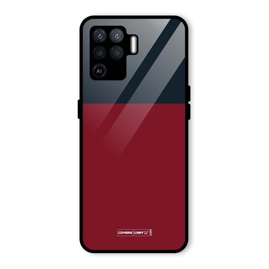 Maroon and Navy Blue Glass Back Case for Oppo F19 Pro