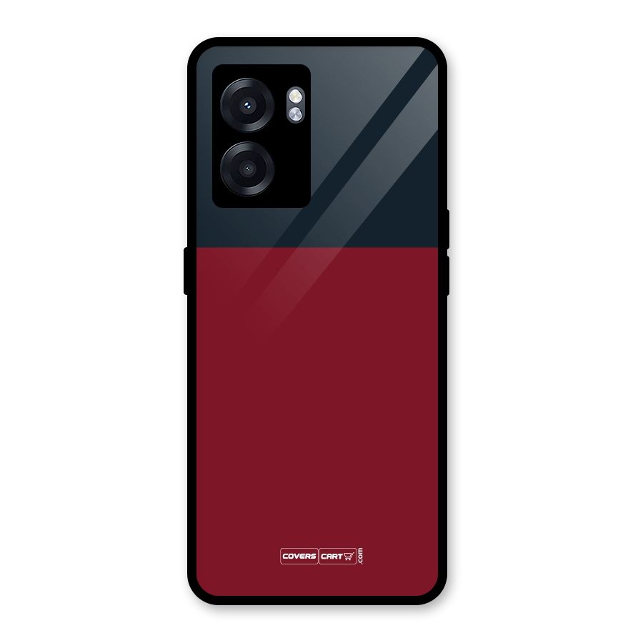 Maroon and Navy Blue Glass Back Case for Oppo K10 (5G)