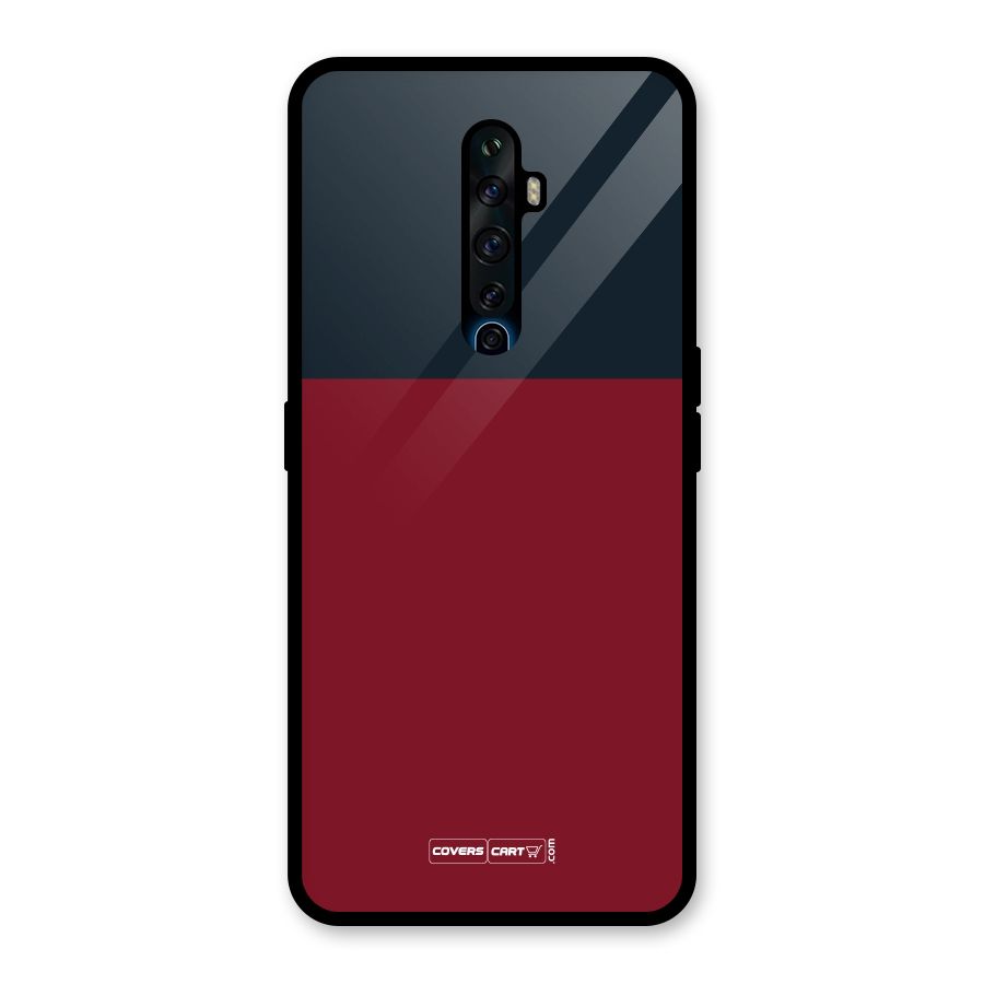 Maroon and Navy Blue Glass Back Case for Oppo Reno2 Z