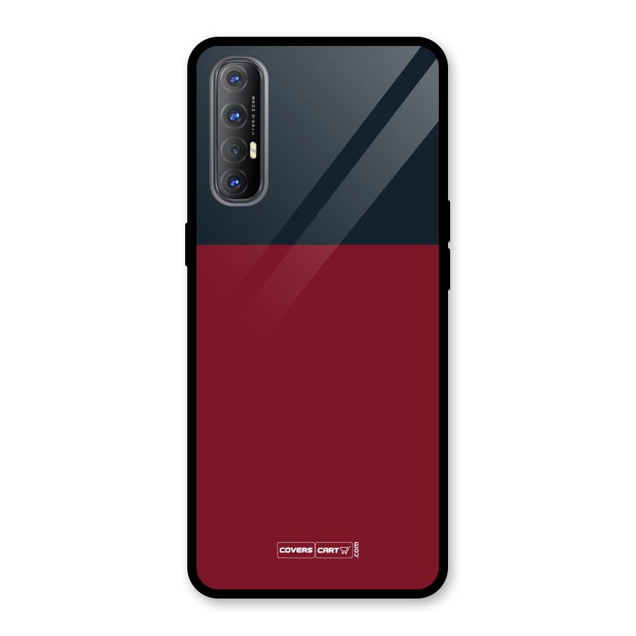 Maroon and Navy Blue Glass Back Case for Oppo Reno3 Pro