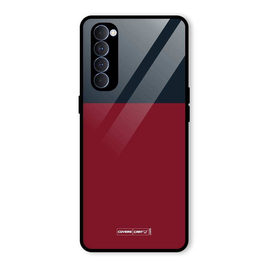 Maroon and Navy Blue Glass Back Case for Oppo Reno4 Pro