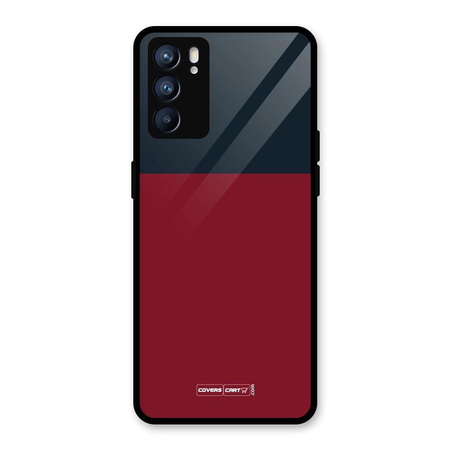 Maroon and Navy Blue Glass Back Case for Oppo Reno6 5G