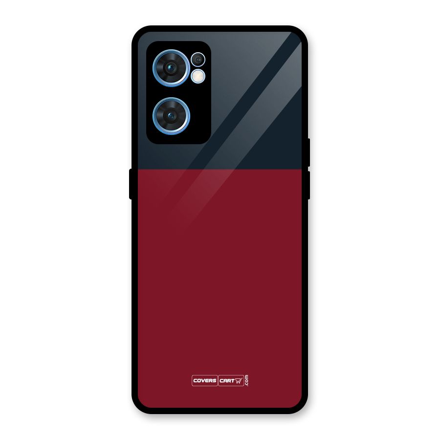 Maroon and Navy Blue Glass Back Case for Oppo Reno7 5G