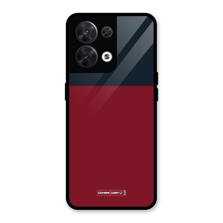Maroon and Navy Blue Glass Back Case for Oppo Reno8 5G