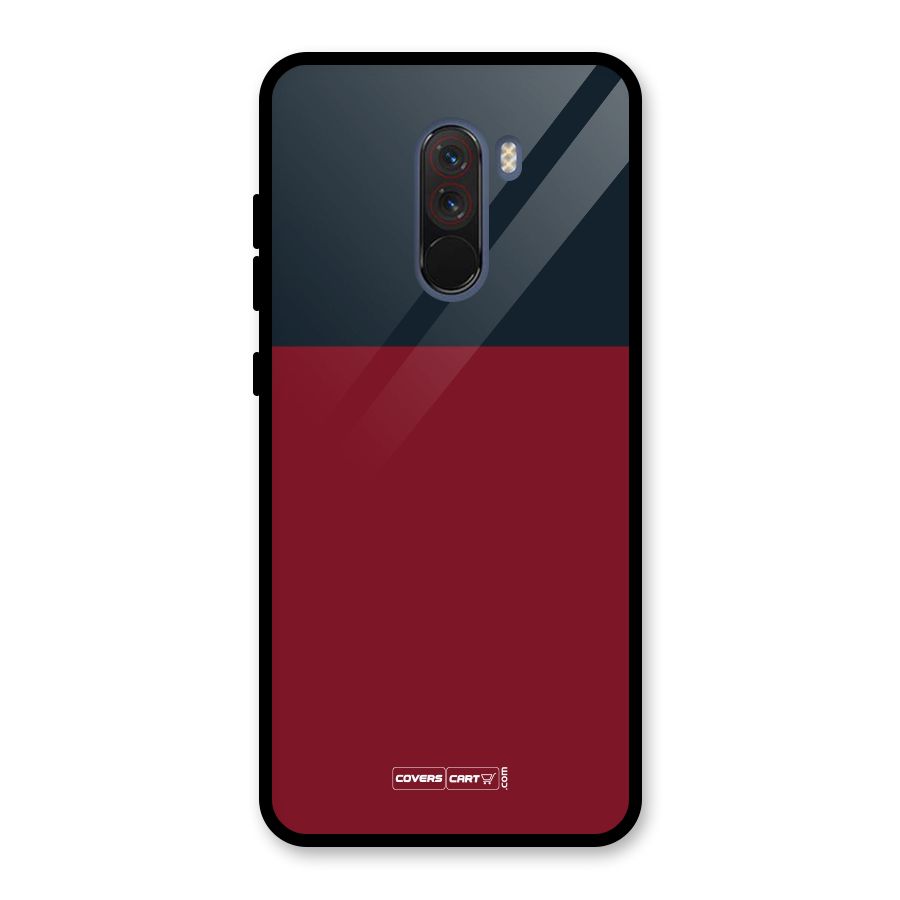 Maroon and Navy Blue Glass Back Case for Poco F1