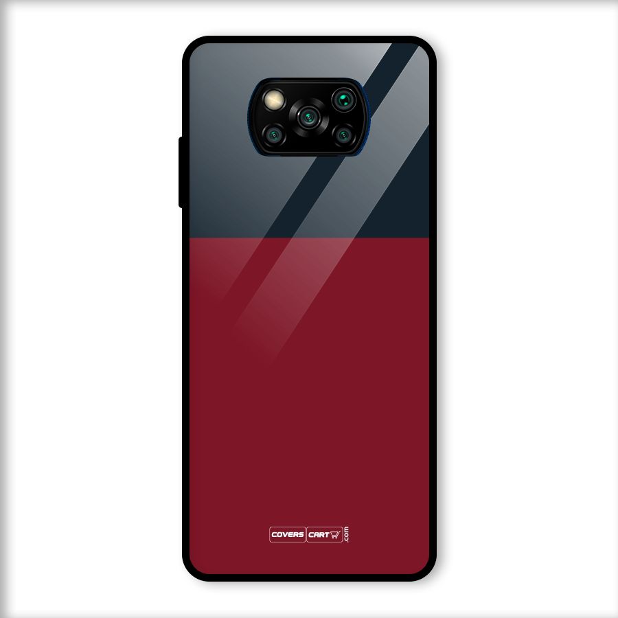 Maroon and Navy Blue Glass Back Case for Poco X3