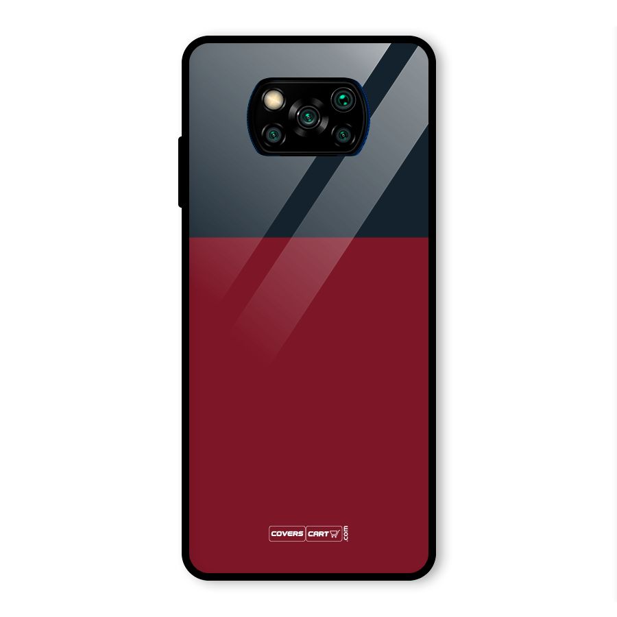 Maroon and Navy Blue Glass Back Case for Poco X3 Pro