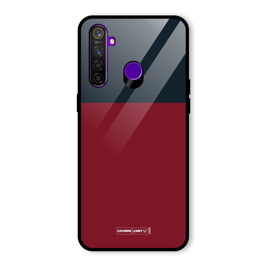 Maroon and Navy Blue Glass Back Case for Realme 5 Pro