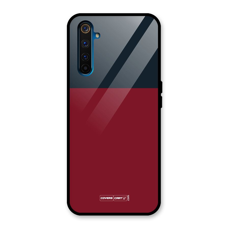 Maroon and Navy Blue Glass Back Case for Realme 6 Pro