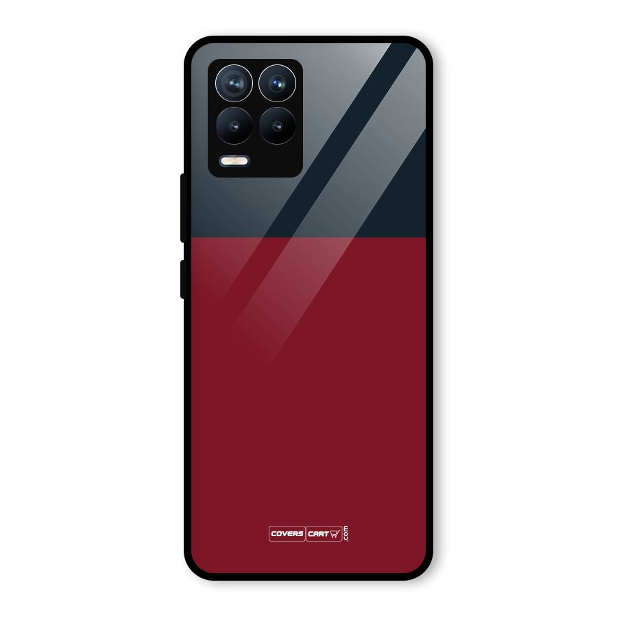Maroon and Navy Blue Glass Back Case for Realme 8 Pro