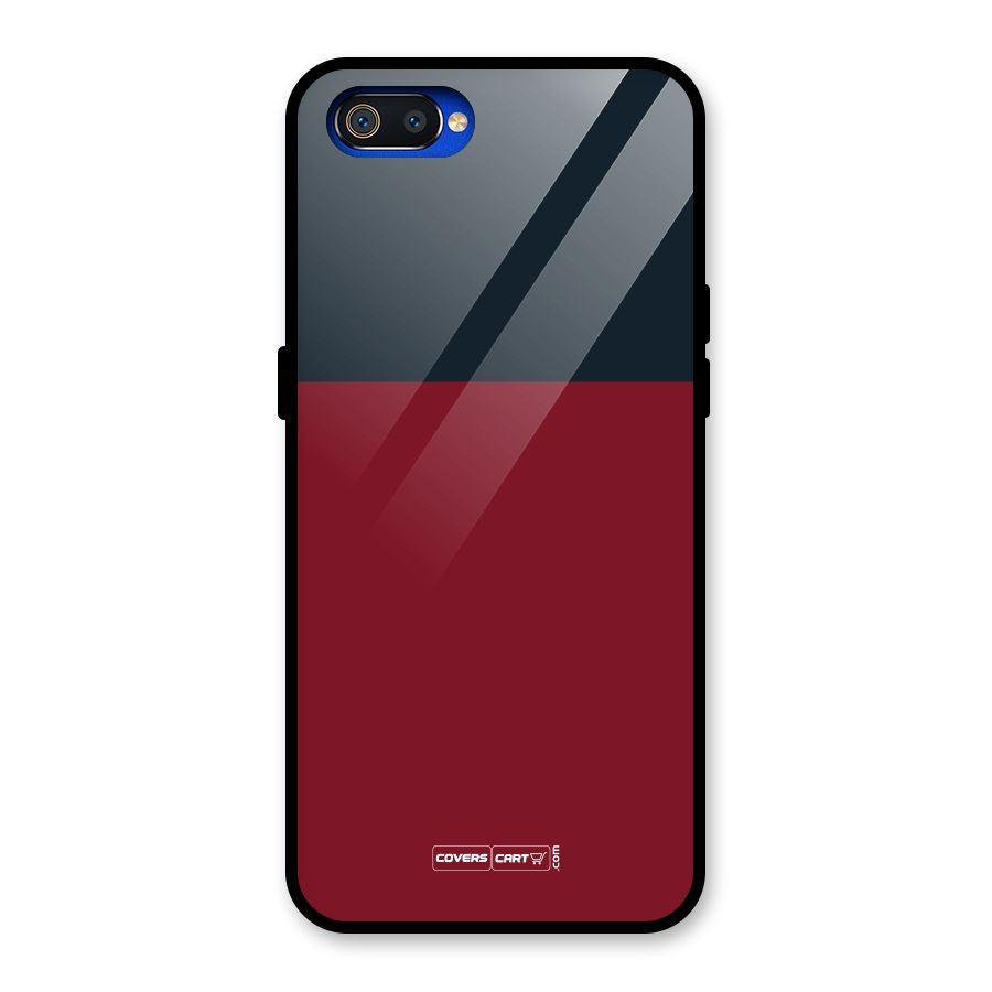 Maroon and Navy Blue Glass Back Case for Realme C2
