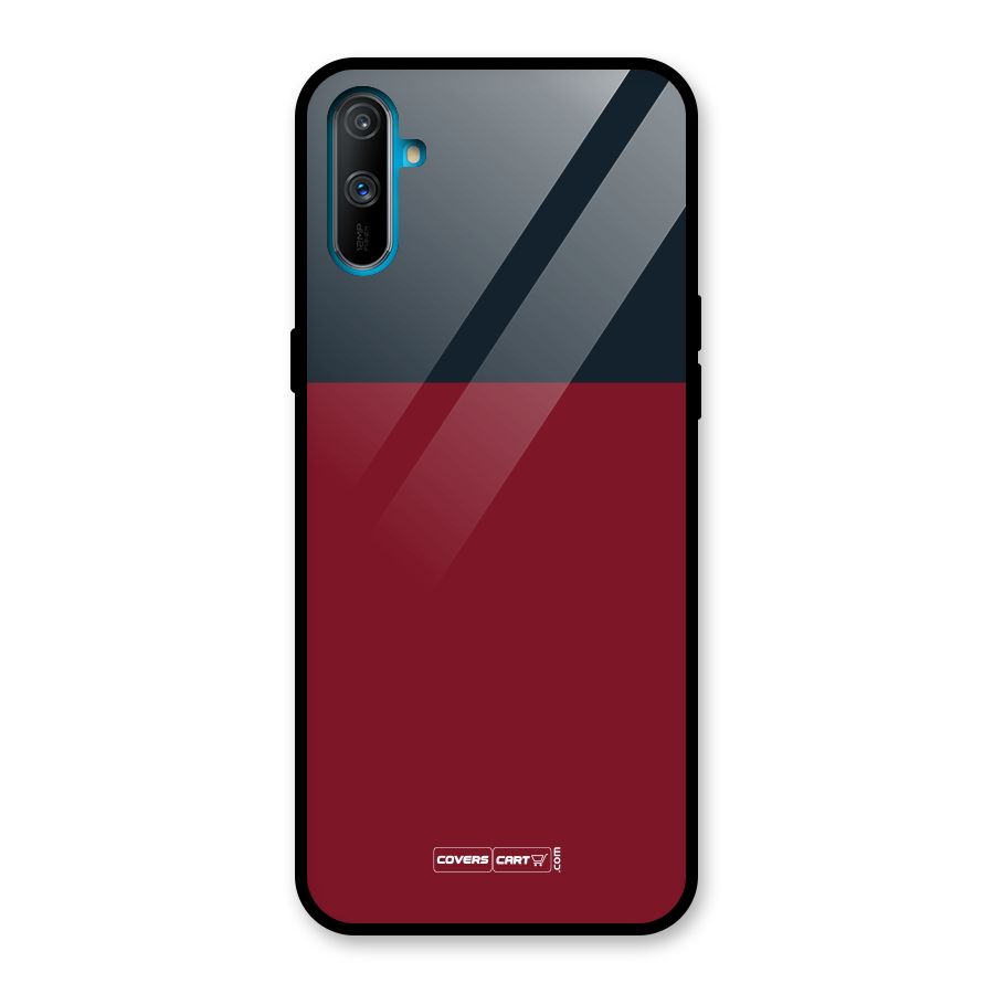 Maroon and Navy Blue Glass Back Case for Realme C3