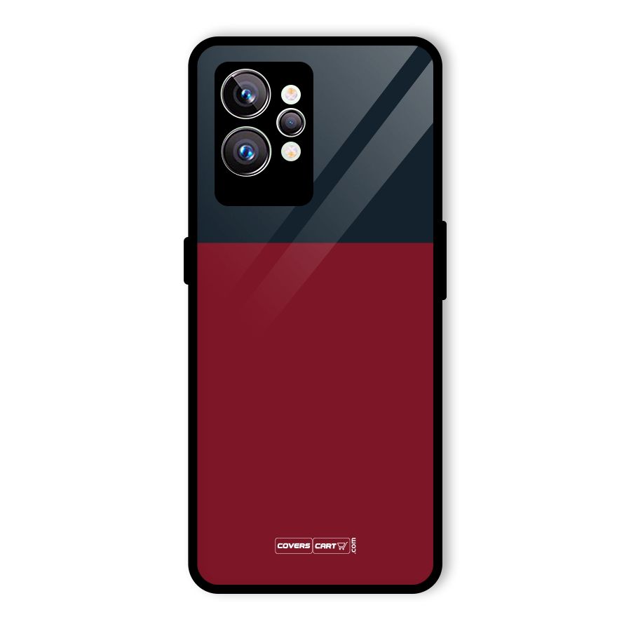 Maroon and Navy Blue Glass Back Case for Realme GT2 Pro