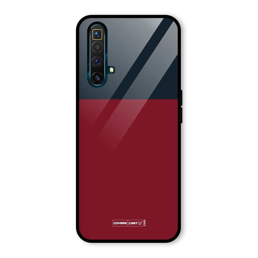 Maroon and Navy Blue Glass Back Case for Realme X3