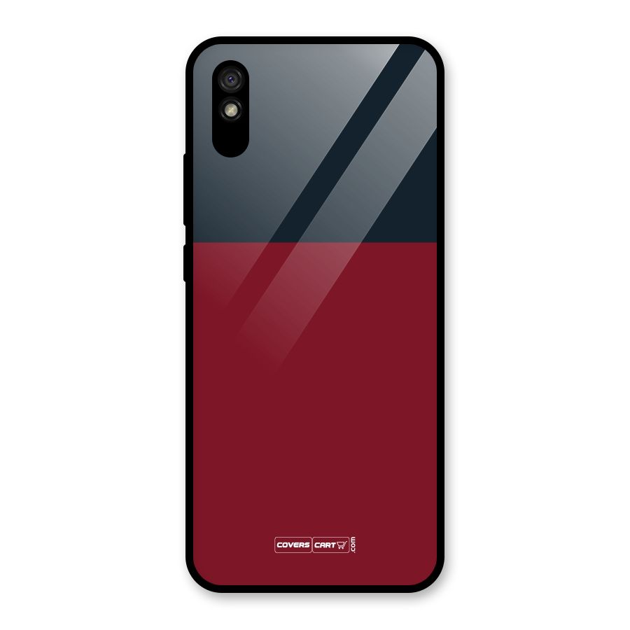 Maroon and Navy Blue Glass Back Case for Redmi 9A