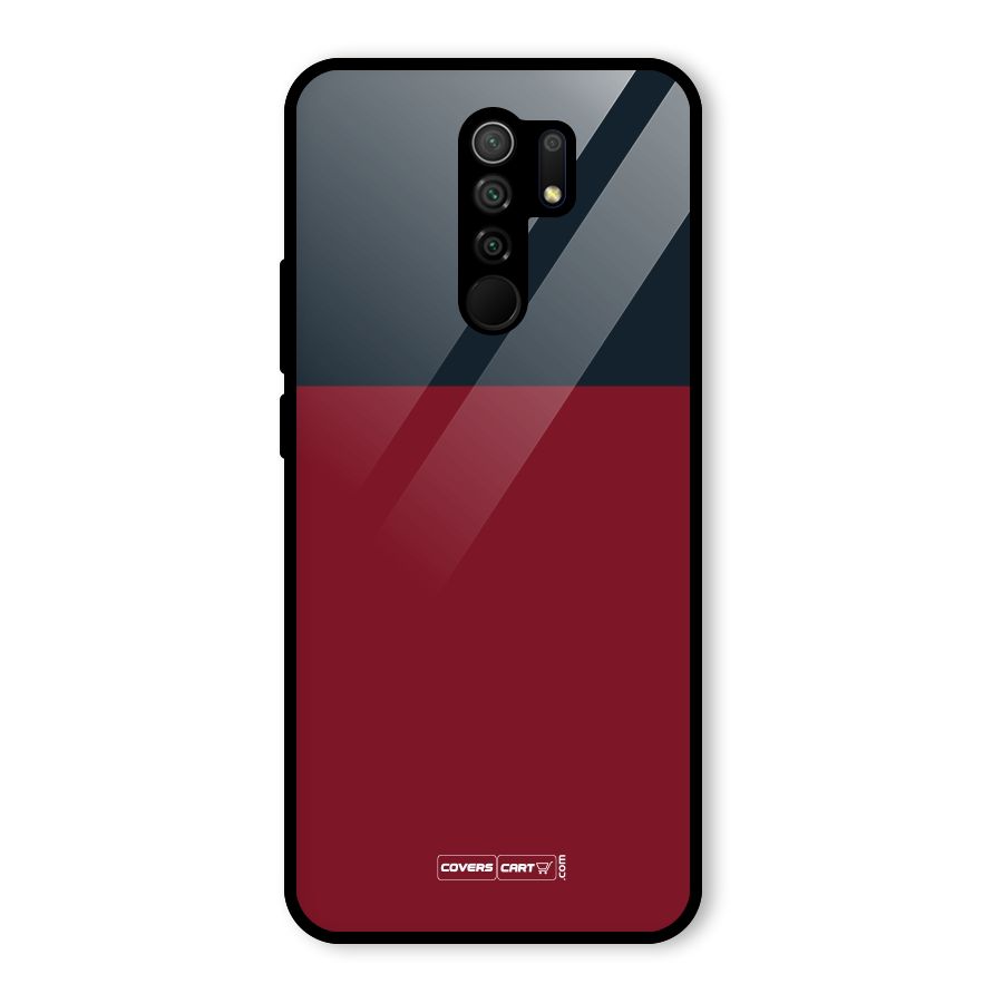 Maroon and Navy Blue Glass Back Case for Redmi 9 Prime