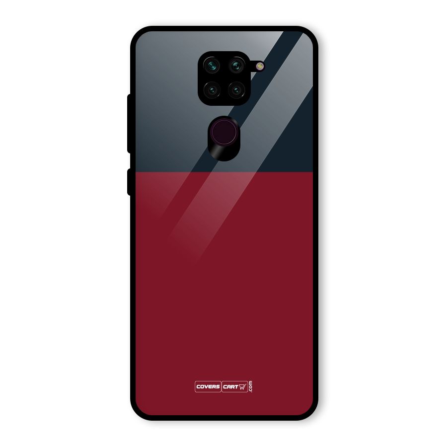 Maroon and Navy Blue Glass Back Case for Redmi Note 9