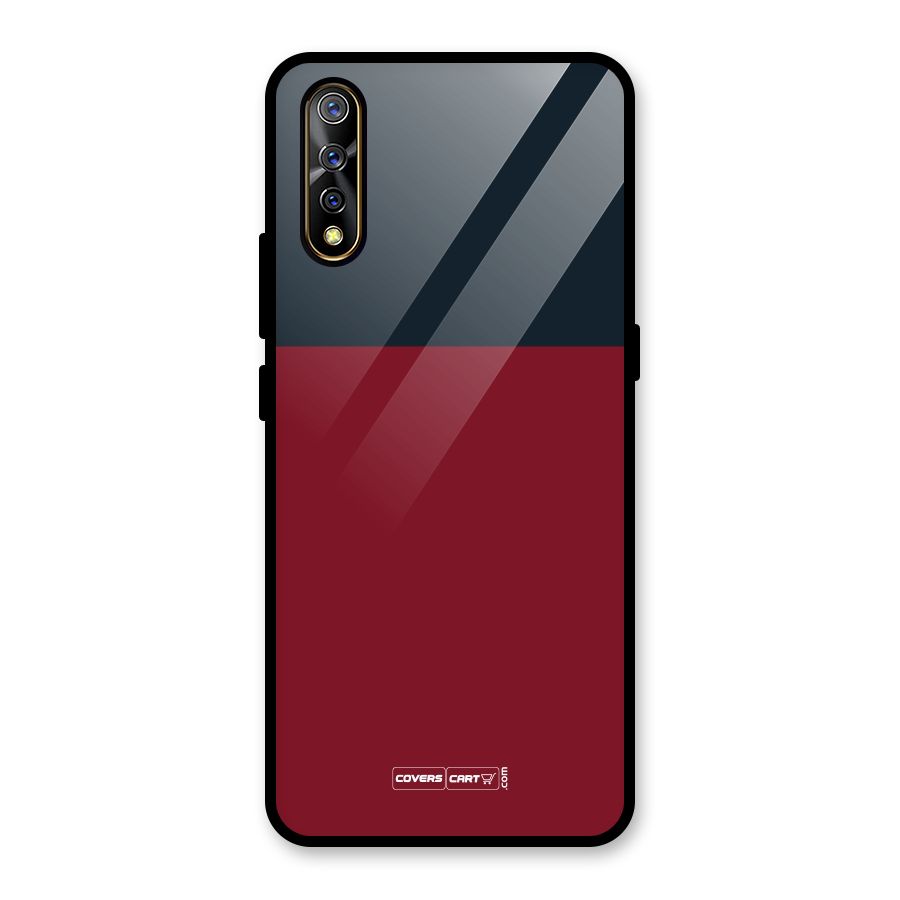 Maroon and Navy Blue Glass Back Case for Vivo S1